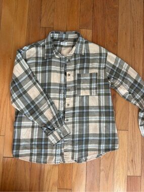 Cotton On Plaid Button-Down Shirt in Beige and Blue
